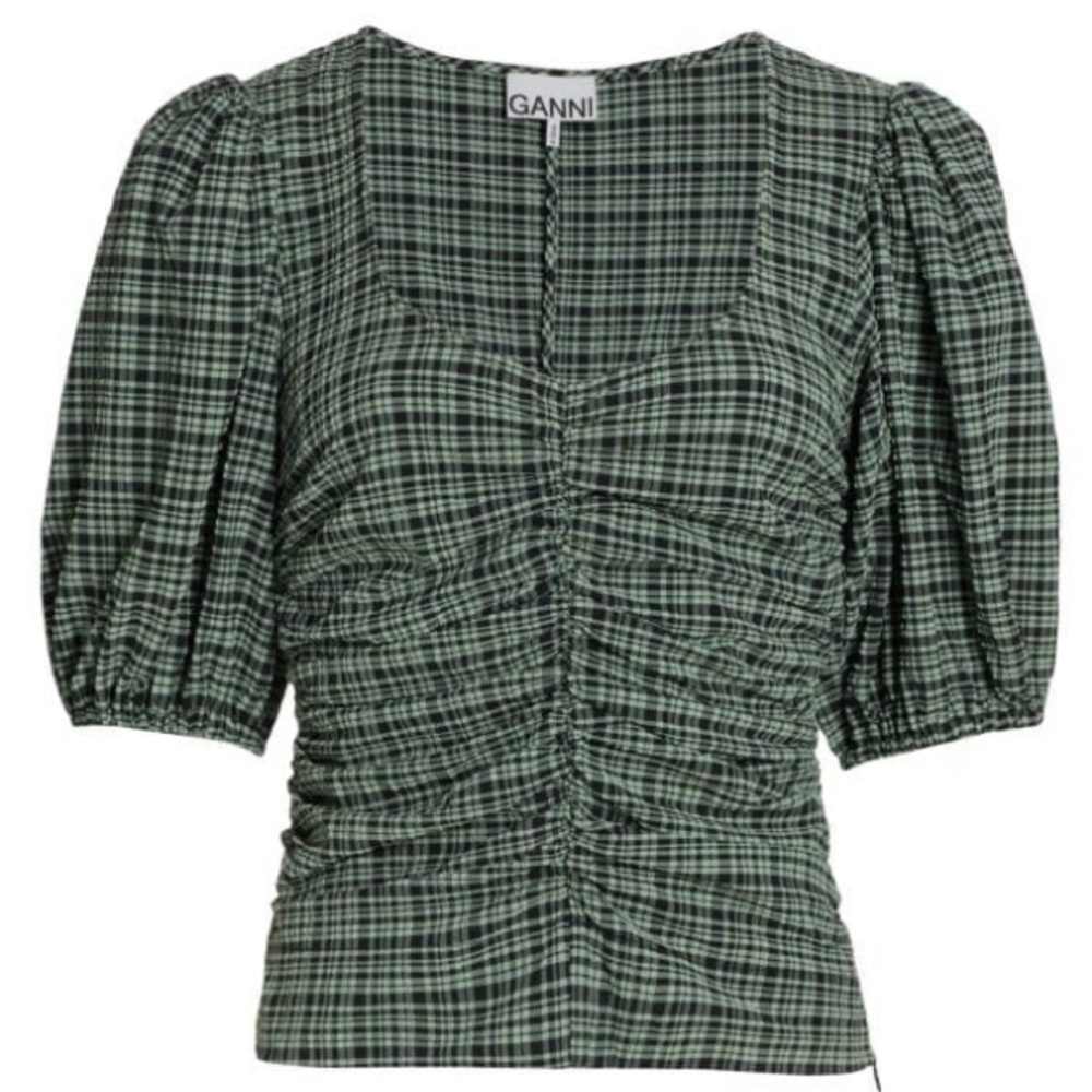 EUC Gianni Stretch Check Seersucker Top | Size 10 (42)
